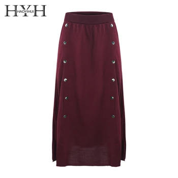 HYH HAOYIHUI Retro Wine Red Metal Double-row Button Front and Side Open and Crooked Half-length Skirt
HYH HAOYIHUI Retro Wine Red Metal Double-row Button Front and Side Open and Crooked Half-length Skirt