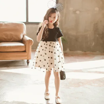 Summer 2018 Dress Girl's Voile Black Casual One-piece Children's Short sleeve Dot Dress For 6-8-10-12 14Y Baby Princess Dresses
Summer 2018 Dress Girl's Voile Black Casual One-piece Children's Short sleeve Dot Dress For 6-8-10-12 14Y Baby Princess Dresses