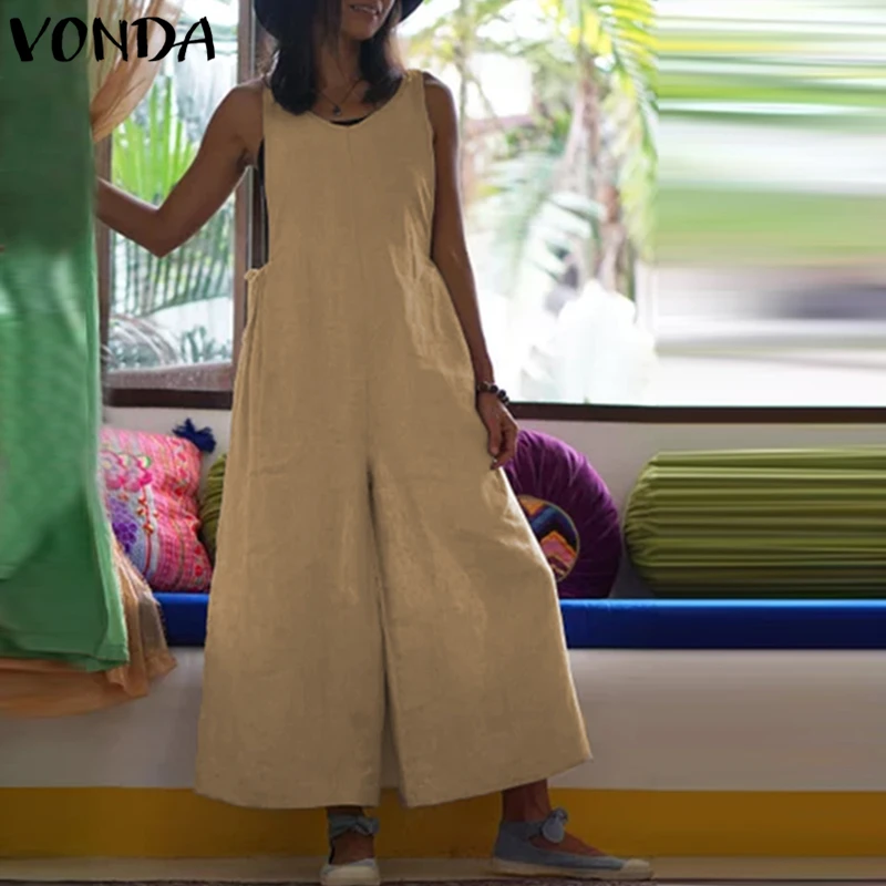 VONDA Women Vintage Jumpsuit Plus Size 2019 Autumn Rompers Sexy V Neck Sleeveless Solid Playsuits Wide Leg Pants Casual Overalls
VONDA Women Vintage Jumpsuit Plus Size 2019 Autumn Rompers Sexy V Neck Sleeveless Solid Playsuits Wide Leg Pants Casual Overalls