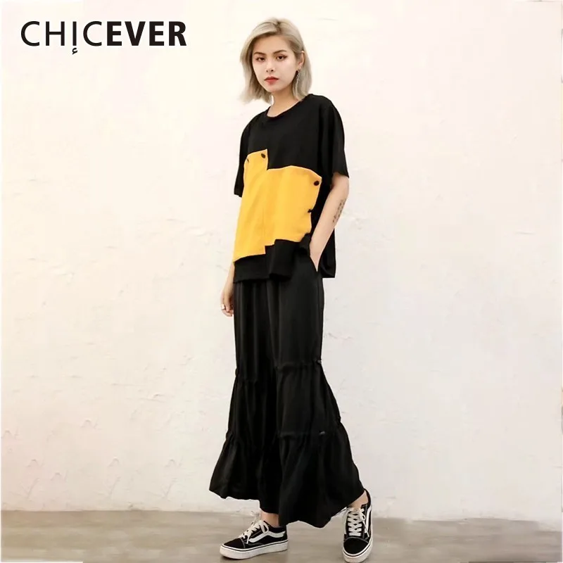 CHICEVER Spring Casual Women Two Piece Set O Neck Short Sleeve T-shirt With Ruched Ankle-length Black Pants Women's Suit 2019
CHICEVER Spring Casual Women Two Piece Set O Neck Short Sleeve T-shirt With Ruched Ankle-length Black Pants Women's Suit 2019