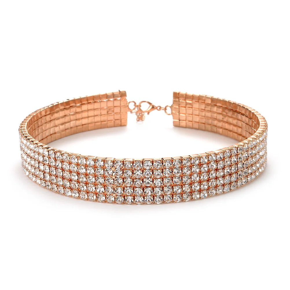 PIXNOR Womens Crystal Choker Necklace Bridal Banquet Party Rose Gold Rhinestone Multi-layer Choker Necklace Decor Collar Chain
PIXNOR Womens Crystal Choker Necklace Bridal Banquet Party Rose Gold Rhinestone Multi-layer Choker Necklace Decor Collar Chain