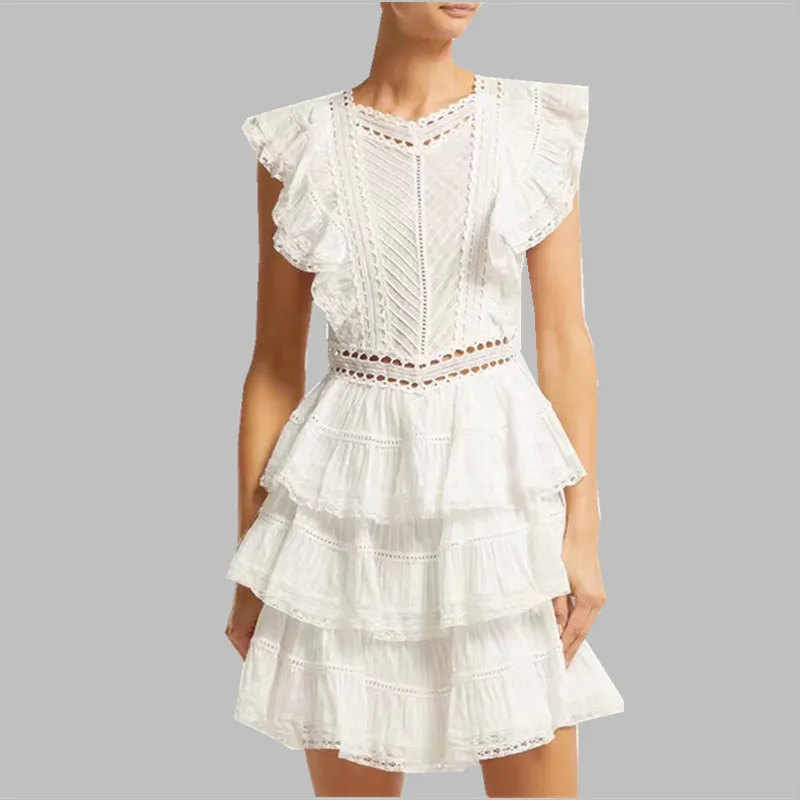 Self Portrait Cotton Patchwork Lace Cake Dress Runway Summer Layers Ruffles Puff Sleeve Beach Dress Women Hollow Out Vestidos
Self Portrait Cotton Patchwork Lace Cake Dress Runway Summer Layers Ruffles Puff Sleeve Beach Dress Women Hollow Out Vestidos