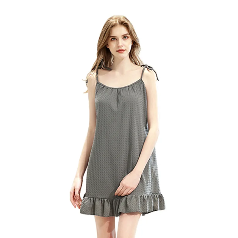 Female Summer Strap Thin Section Nightgowns Waffle Sexy Nightdress Loose Style Large Size Solid Color Sling Peignoirs
Female Summer Strap Thin Section Nightgowns Waffle Sexy Nightdress Loose Style Large Size Solid Color Sling Peignoirs