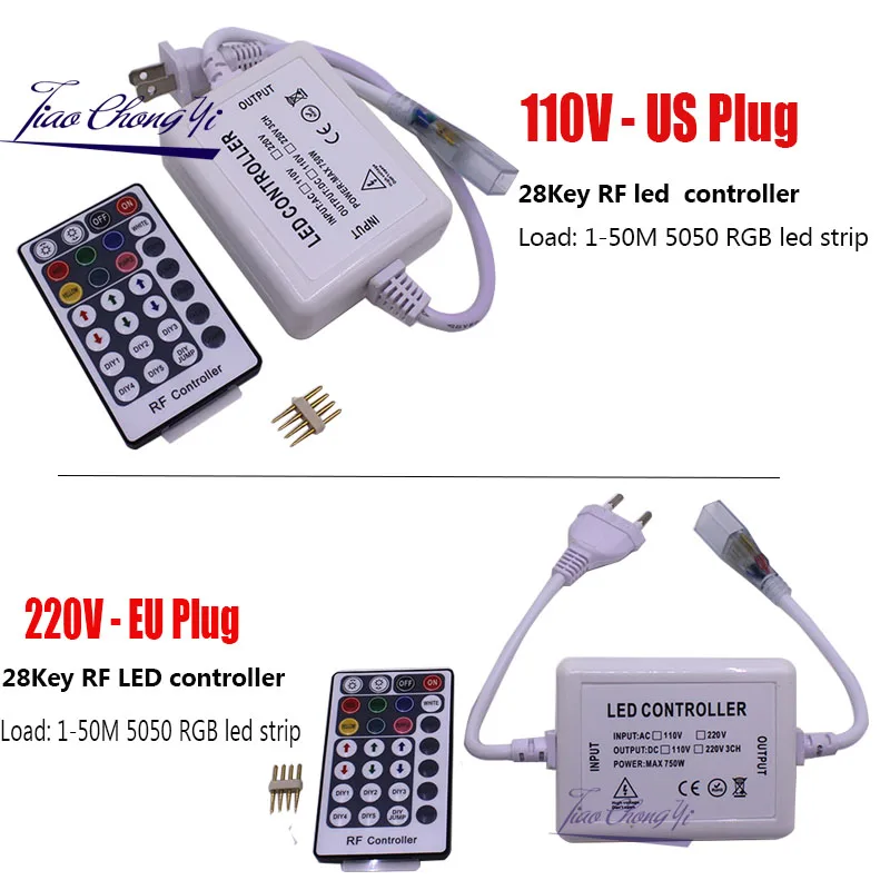 AC 110V US plug 220v EU контроллер RF RGB с 28Key светодиодный пульт дистанционного управления