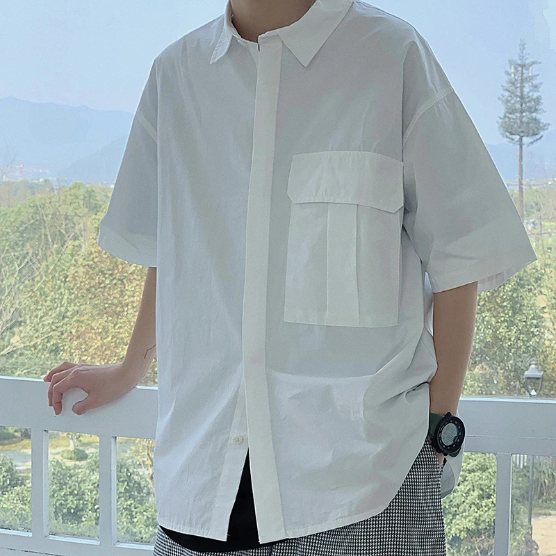 2019 Summer Men's New Pattern Solid Color Pocket Decoration Short Sleeve Shirt Male Clothes Loose High-quality Shirt Size M-2XL
2019 Summer Men's New Pattern Solid Color Pocket Decoration Short Sleeve Shirt Male Clothes Loose High-quality Shirt Size M-2XL