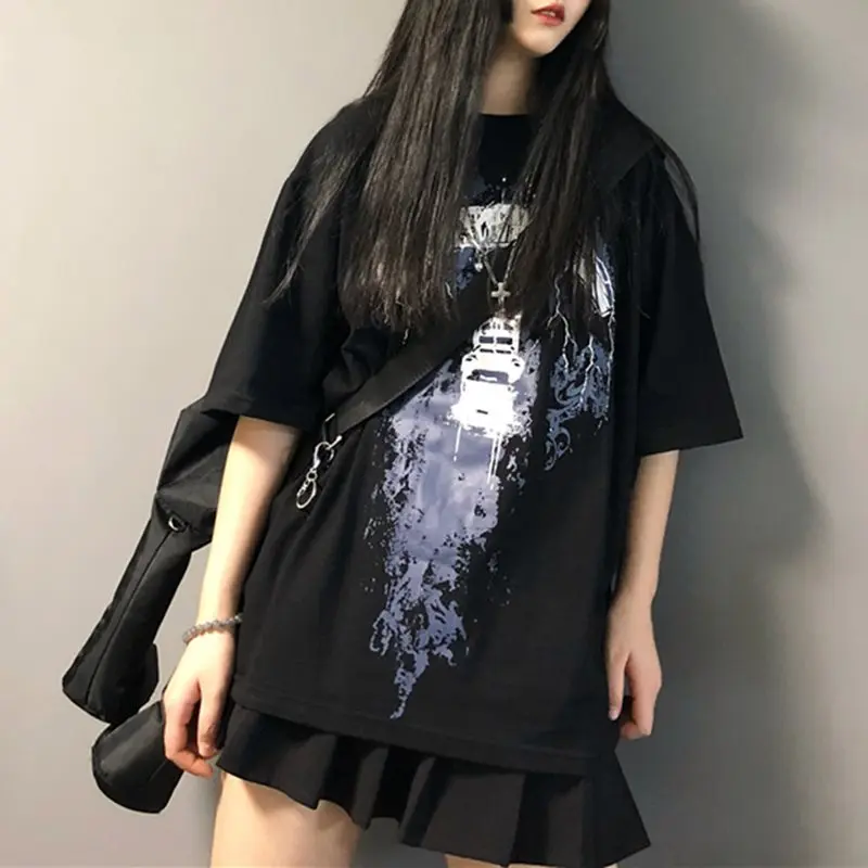 Summer T Shirt Women New Arrivals 2019 Gothic Print Black Top Casual Streetwear Korean Tshirt Punk Fashion Harajuku Tee Shirts
Summer T Shirt Women New Arrivals 2019 Gothic Print Black Top Casual Streetwear Korean Tshirt Punk Fashion Harajuku Tee Shirts