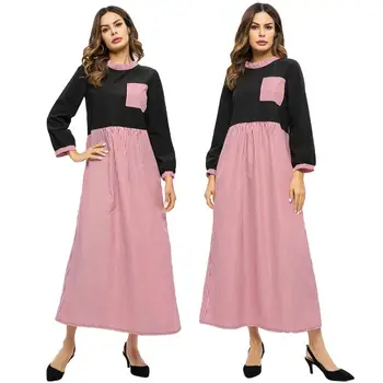 Muslim Women Abaya Dress Maxi Jilbab Kaftan Casual Stripe Patchwork Islamic Arab Robes Long Sleeve Empired Waist Gown Fashion
Muslim Women Abaya Dress Maxi Jilbab Kaftan Casual Stripe Patchwork Islamic Arab Robes Long Sleeve Empired Waist Gown Fashion