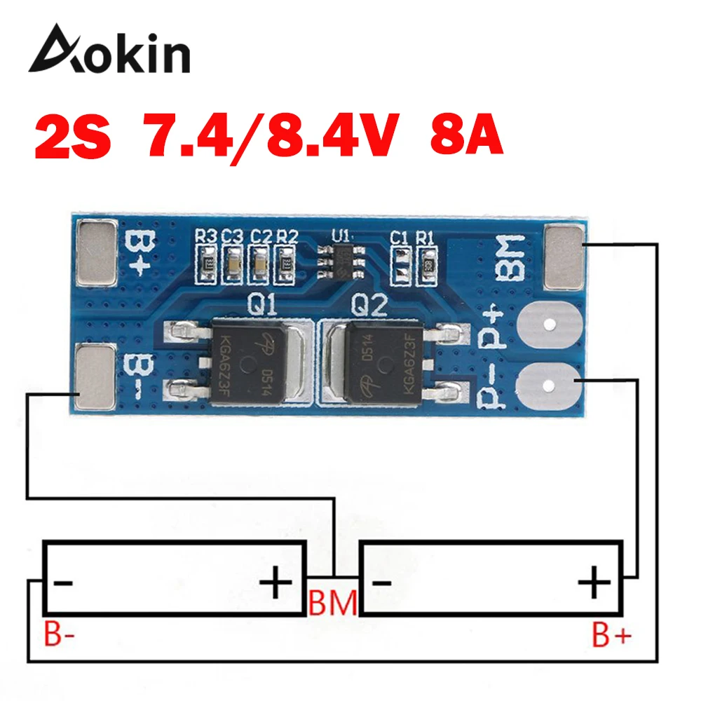 Защитная плата для литий ионных аккумуляторов 2S 8A 7 4 В 8 в 18650 BMS PCM 15 А|Аксессуары