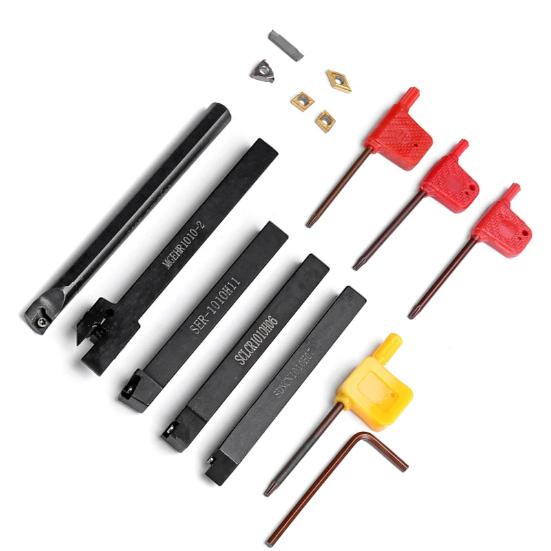 5pcs 10mm Shank Lathe Turning Tool Holder Boring Bar CNC Tools Set With Carbide Inserts And Wrenches For Bench Lathe And CNC
5pcs 10mm Shank Lathe Turning Tool Holder Boring Bar CNC Tools Set With Carbide Inserts And Wrenches For Bench Lathe And CNC