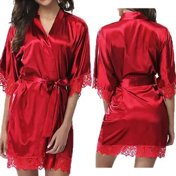 robes Women Nightdress Robes lace dressing Night Gown Sexy Lace-up Stitching Spandex Half Sleeve Women Solid Nightdress robe
robes Women Nightdress Robes lace dressing Night Gown Sexy Lace-up Stitching Spandex Half Sleeve Women Solid Nightdress robe