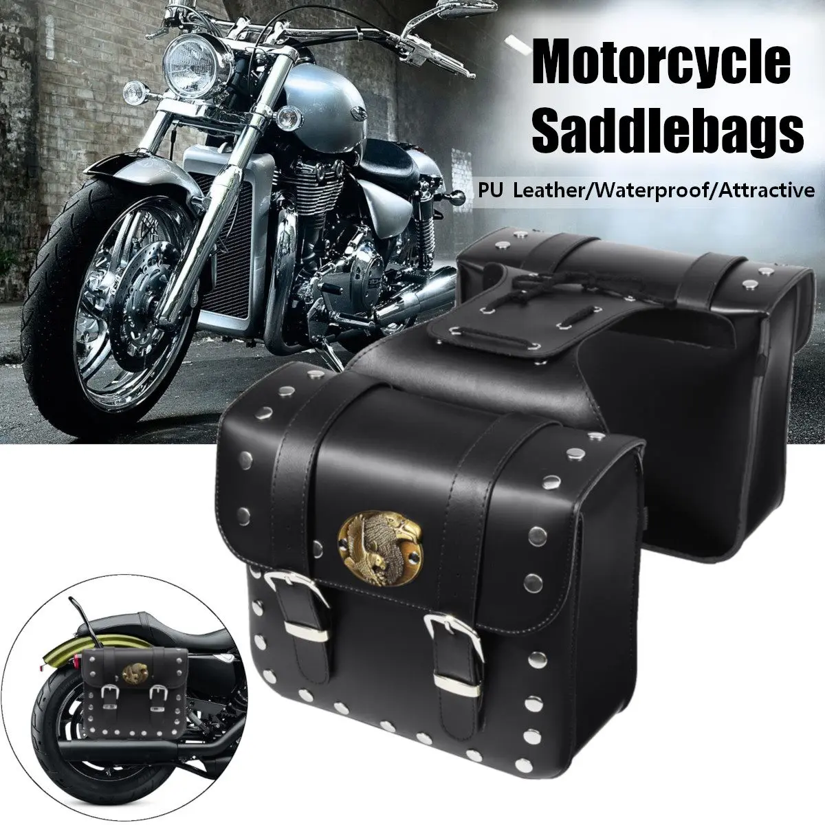 2x Universal PU Leather Motorcycle 