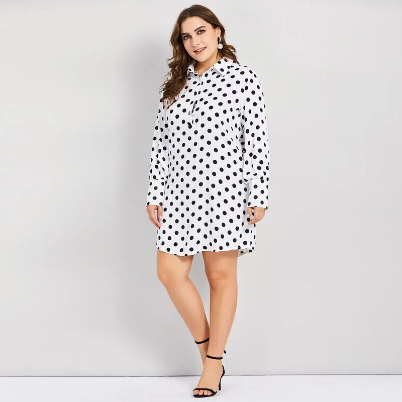 Women White Shirt Dress Polka Dot Vintage Chic Spring Street Hipster Female Large Size Office Simple Elegant Casual Day Dresses
Women White Shirt Dress Polka Dot Vintage Chic Spring Street Hipster Female Large Size Office Simple Elegant Casual Day Dresses