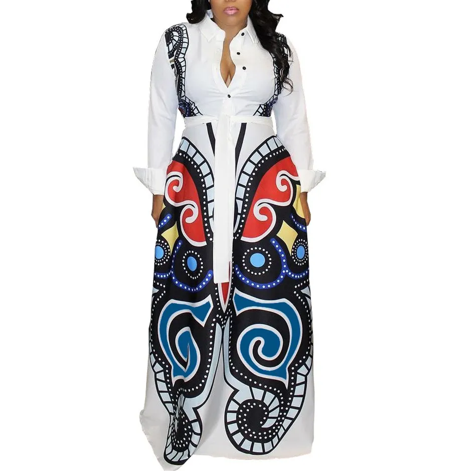 Women 3D Butterfly Printed Long Sleeve Shirt Dress Turn-down Neck High Waist Long Maxi Dress Casual Party Club Dress
Women 3D Butterfly Printed Long Sleeve Shirt Dress Turn-down Neck High Waist Long Maxi Dress Casual Party Club Dress