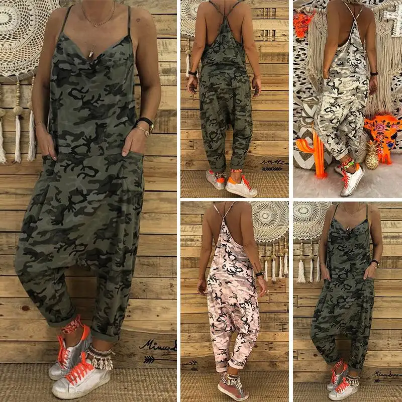 Fashion Camouflage Overalls Women Strap Jumpsuits 2019 Summer Sexy V Neck Long Pants Playsuit Female Casual Drop Crotch Pantalon
Fashion Camouflage Overalls Women Strap Jumpsuits 2019 Summer Sexy V Neck Long Pants Playsuit Female Casual Drop Crotch Pantalon
