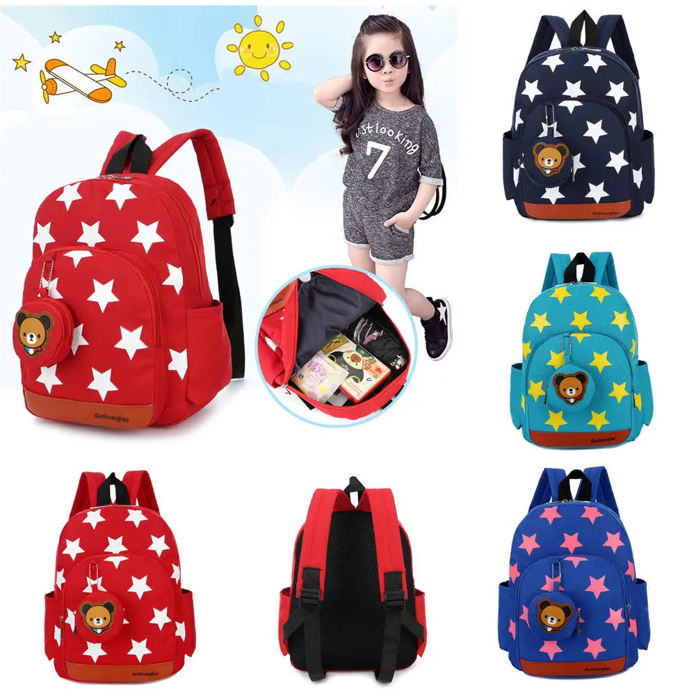

Kids Childrens Toddlers Character Backpack School Bag Nursery Hot Stars Rucksack +Bear Little Coin Bag Kid's Backpack Gift