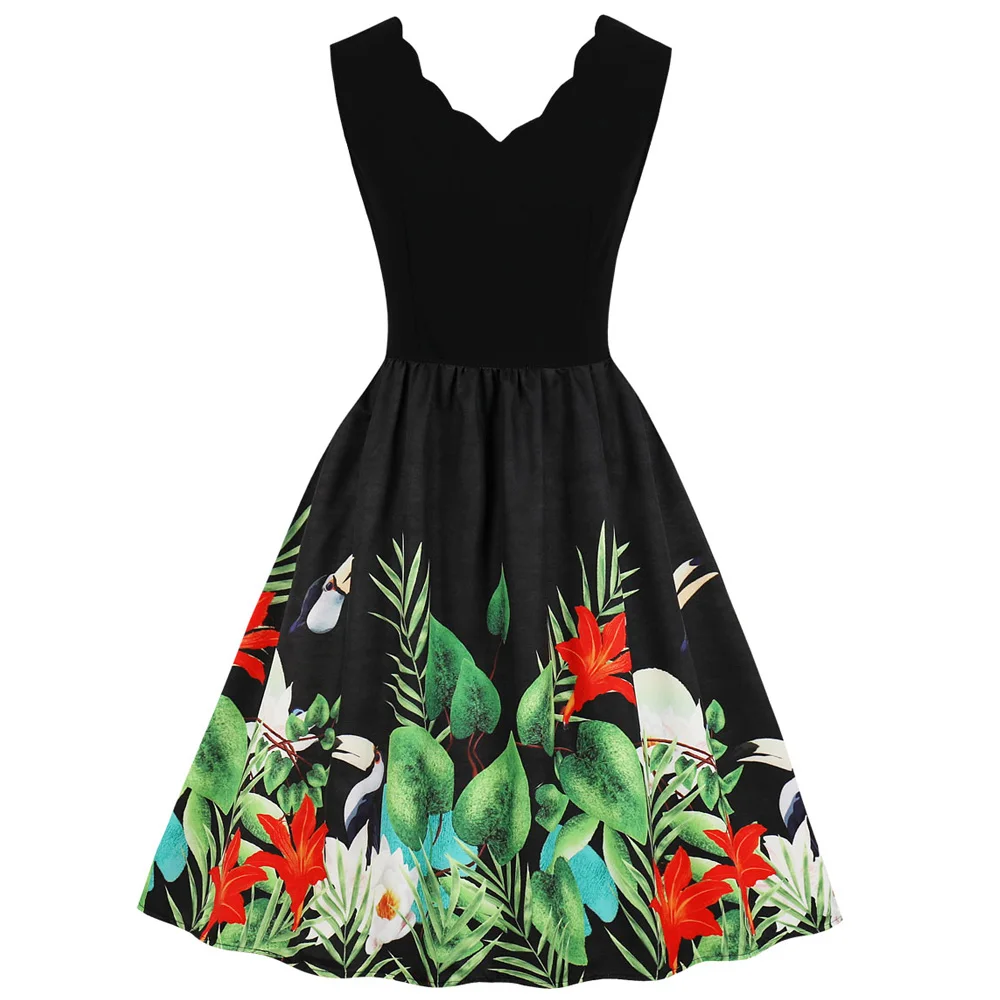 Floral Print Vintage Dress Women Sleeveless Summer Rockabilly Robe Swing Elegant Party Dress Female Casual A-Line Dresses
Floral Print Vintage Dress Women Sleeveless Summer Rockabilly Robe Swing Elegant Party Dress Female Casual A-Line Dresses
