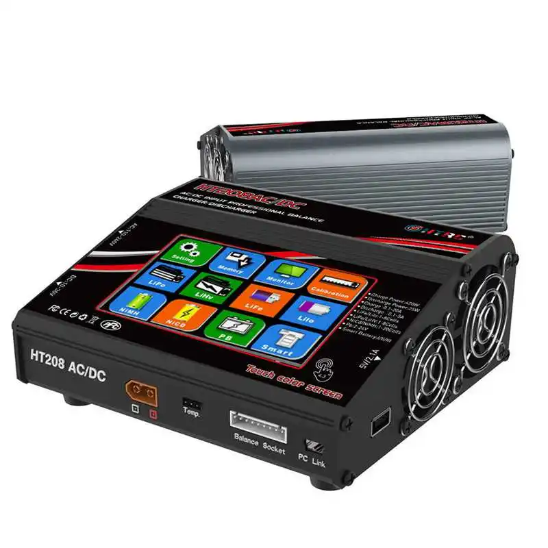 Upgrade HTRC HT208 AC/DC 420W 20A 4.3 Inch Color LCD Touching Screen Battery Balance Charger Discharger w/ Built-in Cooling fan
Upgrade HTRC HT208 AC/DC 420W 20A 4.3 Inch Color LCD Touching Screen Battery Balance Charger Discharger w/ Built-in Cooling fan