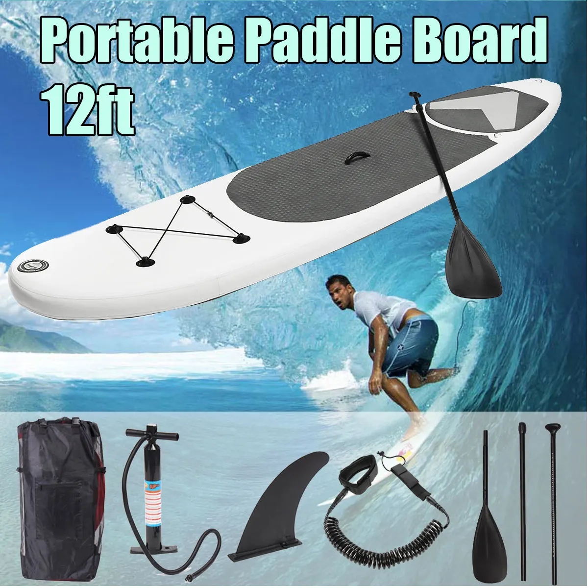 SGODDE 365*83*15cm 12ft Portable Inflatable Surfing Fin Board Surf Stand Up Paddle Board
SGODDE 365*83*15cm 12ft Portable Inflatable Surfing Fin Board Surf Stand Up Paddle Board