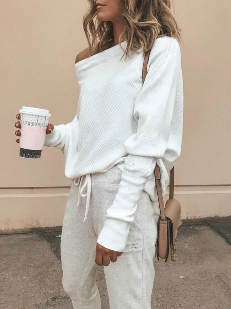 2019 New Brand Cotton Women One Shoulder Sweater Cotton Solid Long Sleeve Loose Plain
2019 New Brand Cotton Women One Shoulder Sweater Cotton Solid Long Sleeve Loose Plain
