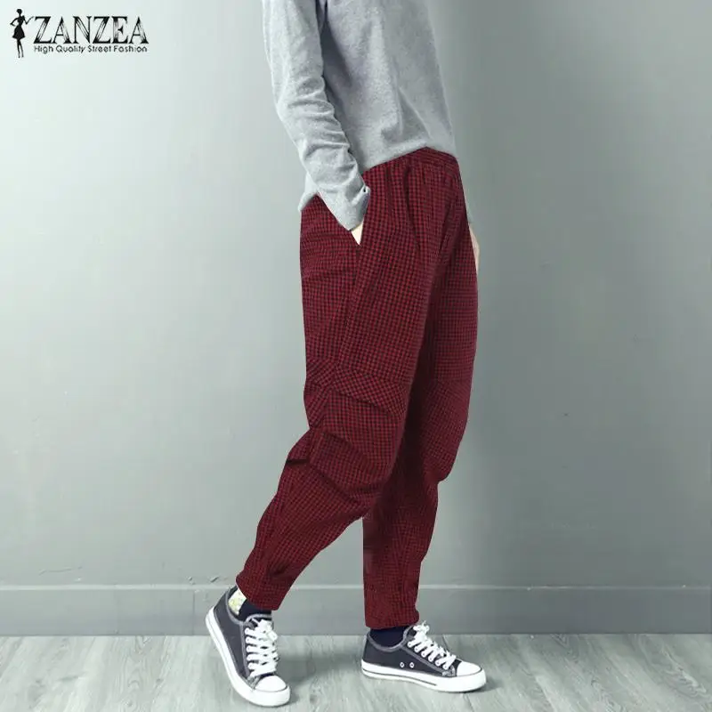 2019 Spring ZANZEA Women Long Pants Casual Loose Trouser Ladies Plaid Long Harem Pants Womens Pleated Pantalon Femme Streetwear
2019 Spring ZANZEA Women Long Pants Casual Loose Trouser Ladies Plaid Long Harem Pants Womens Pleated Pantalon Femme Streetwear