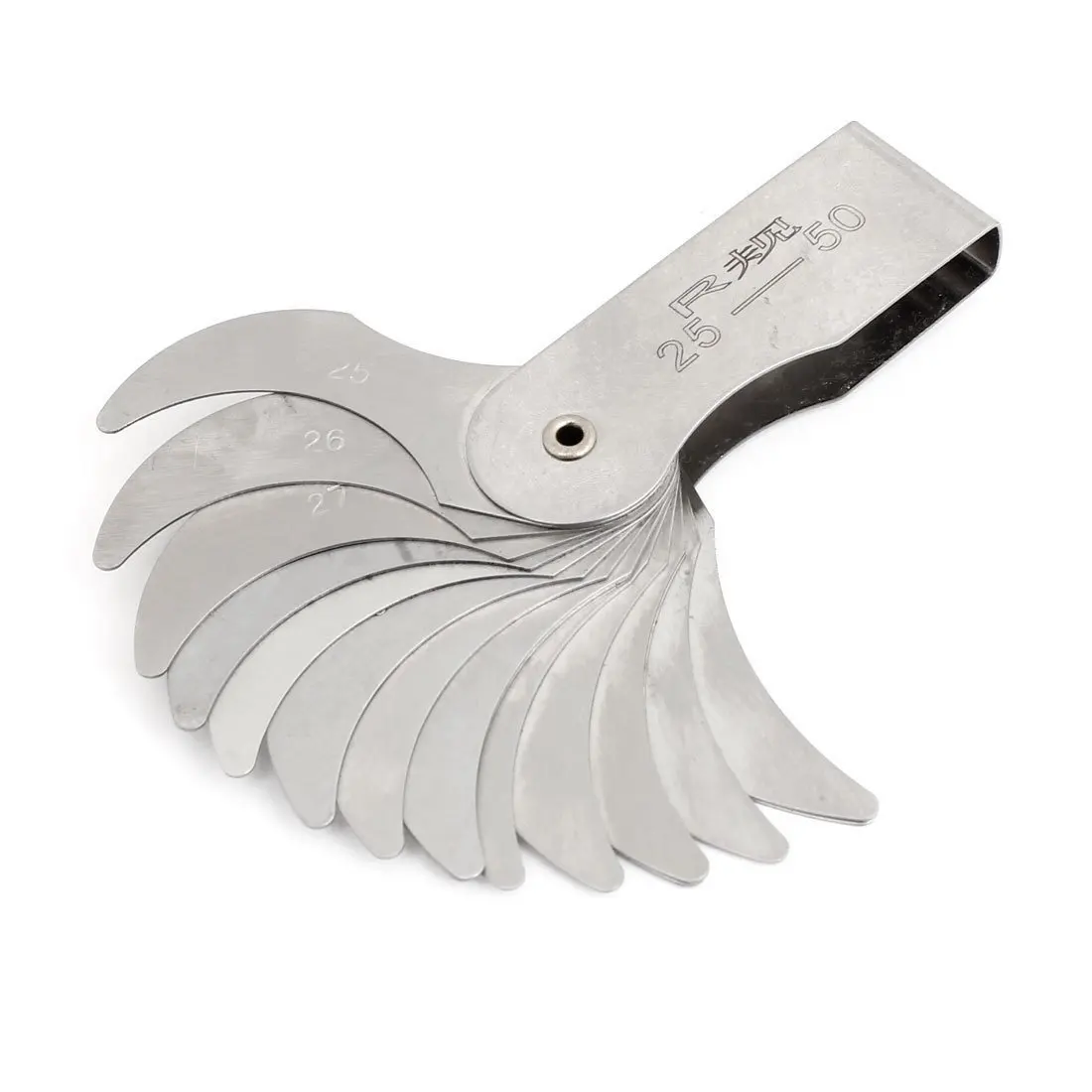 R25-50mm External Internal Measure Metal Radius Gauge Silver Pocket Folding Blade Gauges Measuring Tools
R25-50mm External Internal Measure Metal Radius Gauge Silver Pocket Folding Blade Gauges Measuring Tools