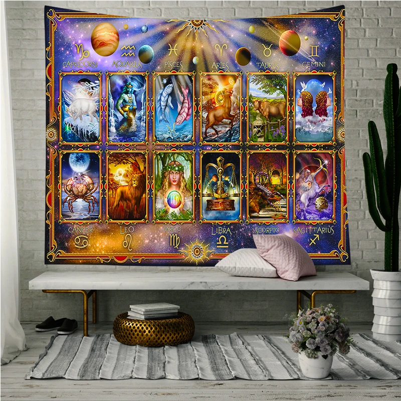 Loartee Twelve Constellation Card Tapestry Mysterious Magic Picture Home Hall Wall Hanging Cloth Decoration
Loartee Twelve Constellation Card Tapestry Mysterious Magic Picture Home Hall Wall Hanging Cloth Decoration