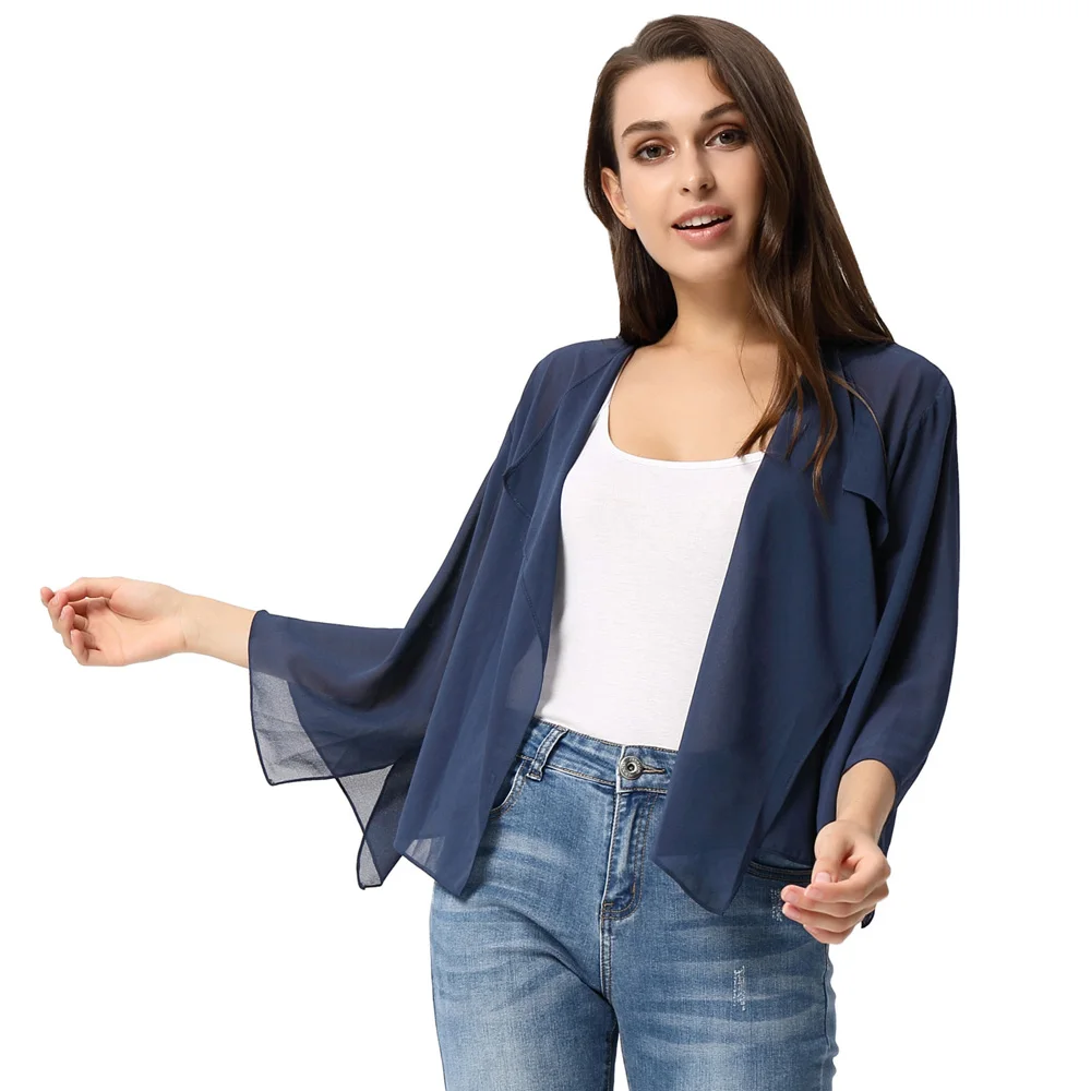 Women's Lightweight Long Sleeve Open Front See-through Chiffon Shrug Bolero Irregular Hem Short Breathable Loose Women Coat
Women's Lightweight Long Sleeve Open Front See-through Chiffon Shrug Bolero Irregular Hem Short Breathable Loose Women Coat