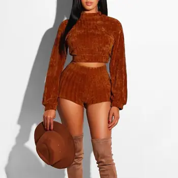 Ladies Solid Sets 2 Pieces Women Autumn Crop Top and Shorts Set Outfits Long Sleeve Casual Turtleneck
Ladies Solid Sets 2 Pieces Women Autumn Crop Top and Shorts Set Outfits Long Sleeve Casual Turtleneck