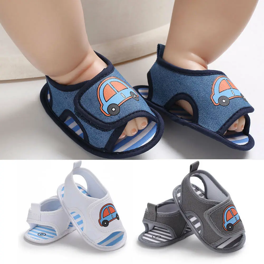 

2019 Toddler Baby Kids Girl Boy Non-slip Soft Sole Crib Sandals Sneakers Shoes Adjustble First Walker Car Print Cute Shoes