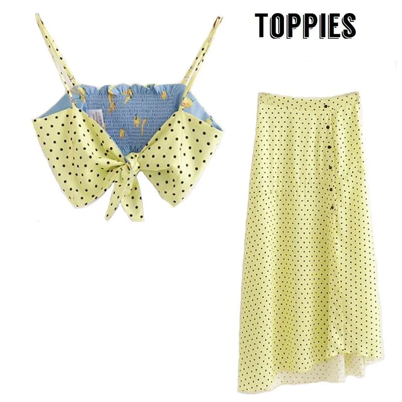 2019 Summer Beach Two Piece Set Women Vacation Polka Dot Reversible Camisole Tops High Waist Skirt Back Bow Sexy Crop Tops
2019 Summer Beach Two Piece Set Women Vacation Polka Dot Reversible Camisole Tops High Waist Skirt Back Bow Sexy Crop Tops