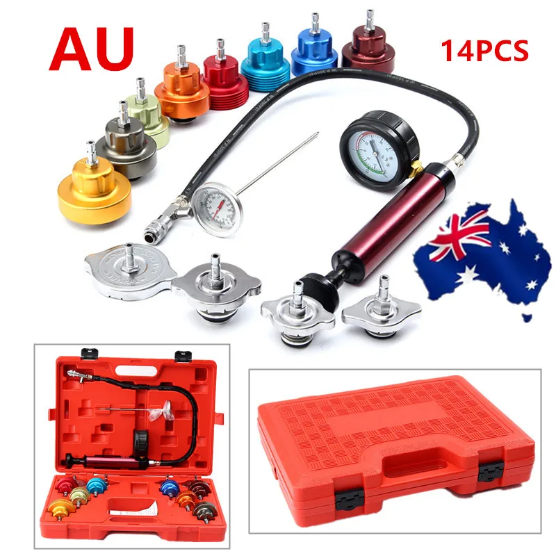 14pcs Radiator Pressure Tester Pump Leak Cooling System Aluminum Adapter Universal
14pcs Radiator Pressure Tester Pump Leak Cooling System Aluminum Adapter Universal