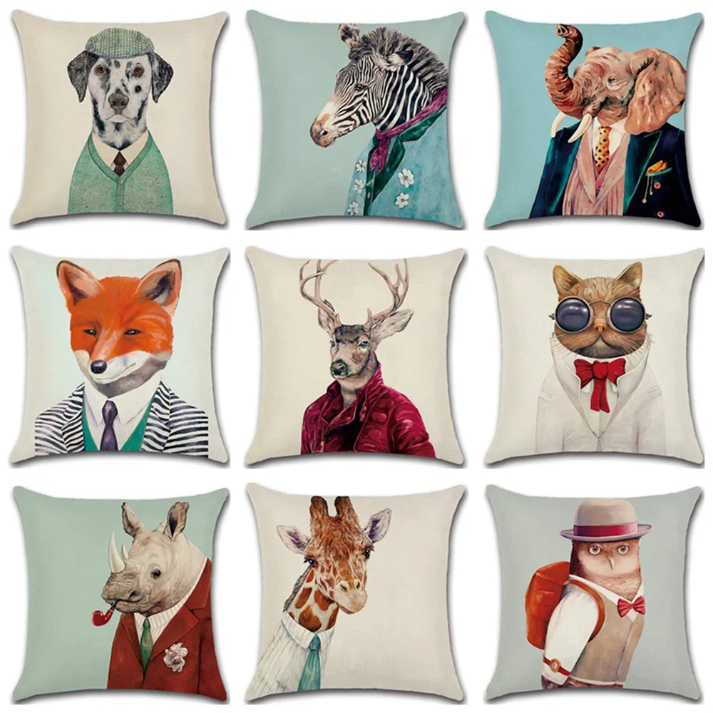 Фото New Animal Mr. Is Creative Linen Cushion Cover 45X45cm Pillow Case Home Decorative Pillows For Sofa Car Cojines | Дом и сад