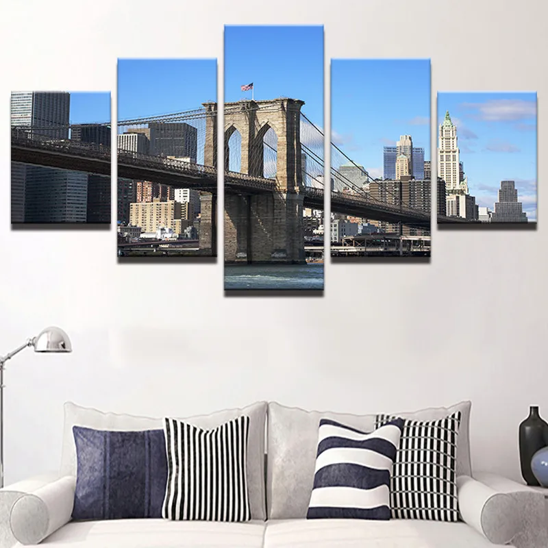Canvas Paintings Home Decorative Wall Art Printed 5 Pieces Brooklyn Bridge Landscape Pictures For Living Room Decor Framework
Canvas Paintings Home Decorative Wall Art Printed 5 Pieces Brooklyn Bridge Landscape Pictures For Living Room Decor Framework
