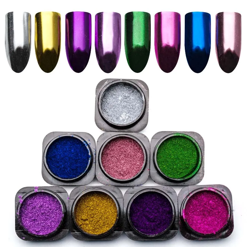 

0.3g/box Magic Mirror Effect Nail Powder Metallic Shine For Nail Art Glitter Chrome Nail Pigment Dust Manicure Decoration SF3042