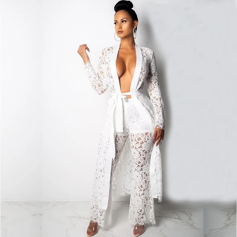 Autumn Winter Fashion Sexy Lace Embroidery see through Wide Leg Pants casual Suit Paper two 2 piece set women clothes ropa mujer
Autumn Winter Fashion Sexy Lace Embroidery see through Wide Leg Pants casual Suit Paper two 2 piece set women clothes ropa mujer