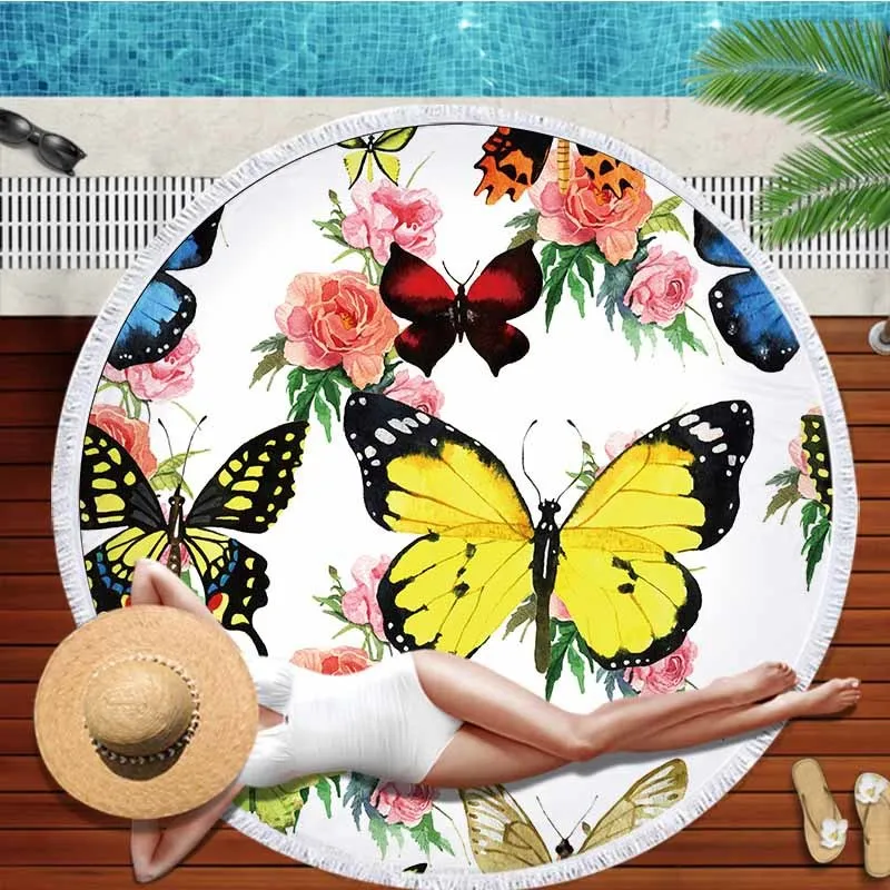 3D New Colorful Insect Butterfly Round Beach Towel Microfiber Beach Towels For Adults Tassels Microfibra Toalla Blanket
3D New Colorful Insect Butterfly Round Beach Towel Microfiber Beach Towels For Adults Tassels Microfibra Toalla Blanket