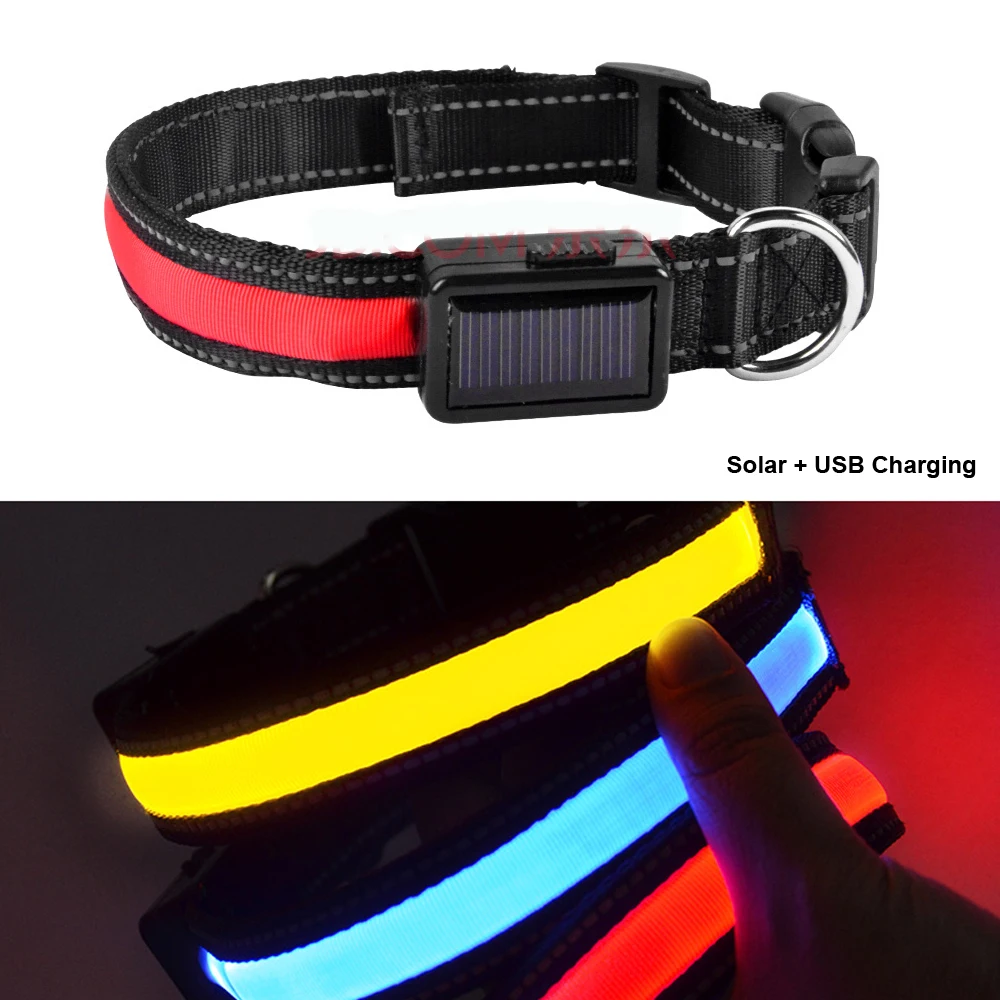Pet LED Collar Solar & USB Chargeable Nylon Pet Dog Collar Supplies Solar Light Emitting Collar Adjustable S/M/L for Choice
Pet LED Collar Solar & USB Chargeable Nylon Pet Dog Collar Supplies Solar Light Emitting Collar Adjustable S/M/L for Choice