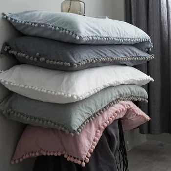 Solid Cotton Pillowcase Home Hotel Bedding Super Soft Pom Pillow Cover Wedding Gift Design Pillow Case For Couple 1/2pcs 40
Solid Cotton Pillowcase Home Hotel Bedding Super Soft Pom Pillow Cover Wedding Gift Design Pillow Case For Couple 1/2pcs 40
