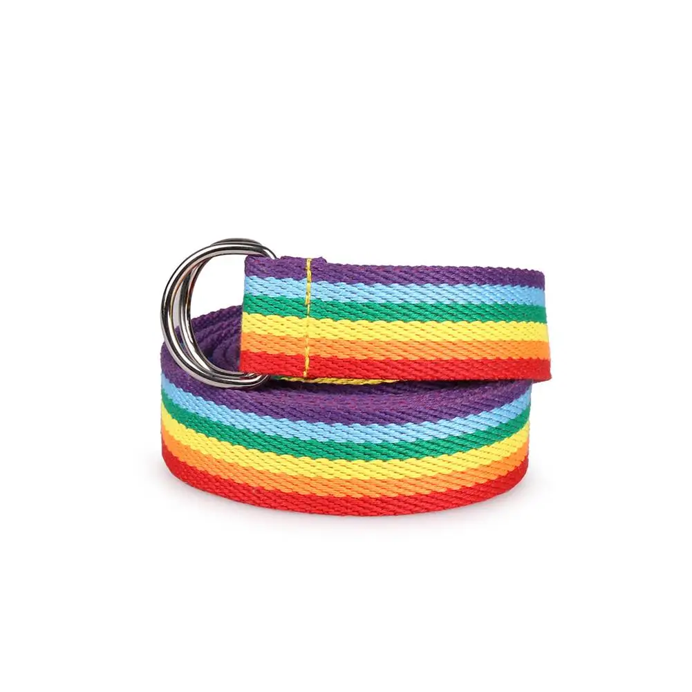 Women's Double Ring Buckle Rainbow Strip Webbing Casual Wild Long Decorative Canvas Belt Waistband Fashion
Women's Double Ring Buckle Rainbow Strip Webbing Casual Wild Long Decorative Canvas Belt Waistband Fashion