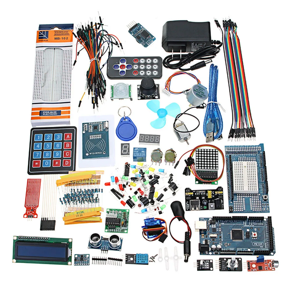 Ultimates Starter Kit including Ultrasonic Sensor UNO LCD1602 Screen for Arduino Mega2560 for UNO for Nano with Plastic Box
Ultimates Starter Kit including Ultrasonic Sensor UNO LCD1602 Screen for Arduino Mega2560 for UNO for Nano with Plastic Box