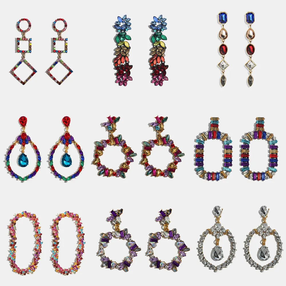 JUST FEEL Fashion Multicolored Crystal Drop Earrings For Women Boho Geometric Dangle Statement za Earring Ethnic Vintage Jewelry
JUST FEEL Fashion Multicolored Crystal Drop Earrings For Women Boho Geometric Dangle Statement za Earring Ethnic Vintage Jewelry