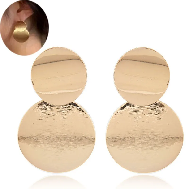 Фото Bohemian Double Round Circle Drop Earrings for Women SimpleTrendy Metal Geometric Statement Female Fashion Jewelry 2020 | Украшения и