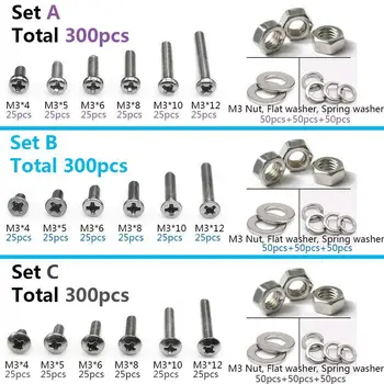 MTGATHER 300pcs M3 304 Stainless Steel Phillips Screws Bolt Hex Nuts Washers Assortment Pan/Flat/Truss Head
MTGATHER 300pcs M3 304 Stainless Steel Phillips Screws Bolt Hex Nuts Washers Assortment Pan/Flat/Truss Head