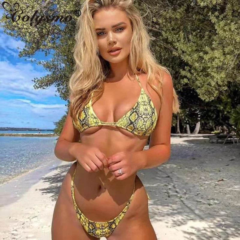 Colysmo Snake Print Bikini Set Sexy Swimwear Bathing Suit Women Halter Backless Push Up High Cut Swimming Suit For Women Bikinis
Colysmo Snake Print Bikini Set Sexy Swimwear Bathing Suit Women Halter Backless Push Up High Cut Swimming Suit For Women Bikinis