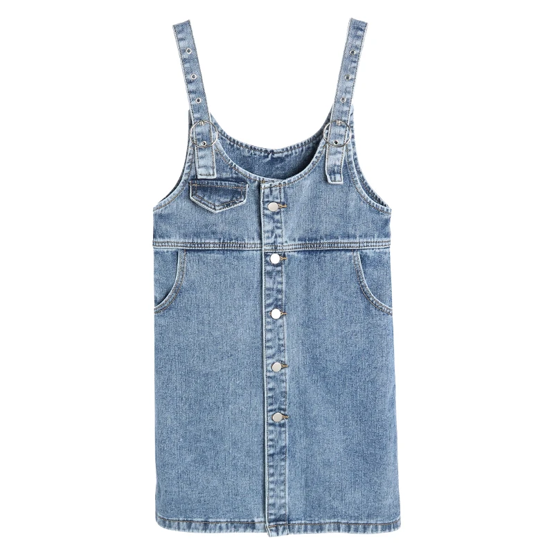 Spring Summer Women Sleeveless Denim Dress Fashion Style Spaghetti Strap Buttons Denim Sundress Overall Vestidos
Spring Summer Women Sleeveless Denim Dress Fashion Style Spaghetti Strap Buttons Denim Sundress Overall Vestidos