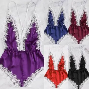 Womens Sexy Deep V Neck Lace Sleepwear Sleeveless Strap Backless Underwear Babydoll Sleepwear Bodysuits Lady Patchwork Sleepwear
Womens Sexy Deep V Neck Lace Sleepwear Sleeveless Strap Backless Underwear Babydoll Sleepwear Bodysuits Lady Patchwork Sleepwear