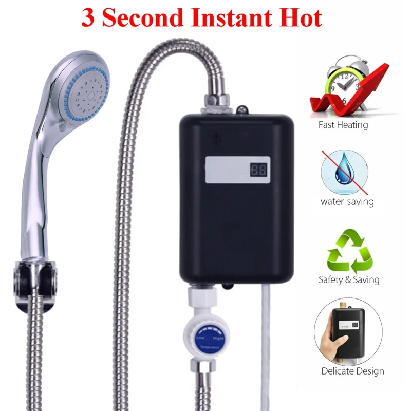 3800W Mini Tankless Instant Electric Hot Water Heater Shower Heater Set LCD Temperature Display Bathroom Water Shower System
3800W Mini Tankless Instant Electric Hot Water Heater Shower Heater Set LCD Temperature Display Bathroom Water Shower System