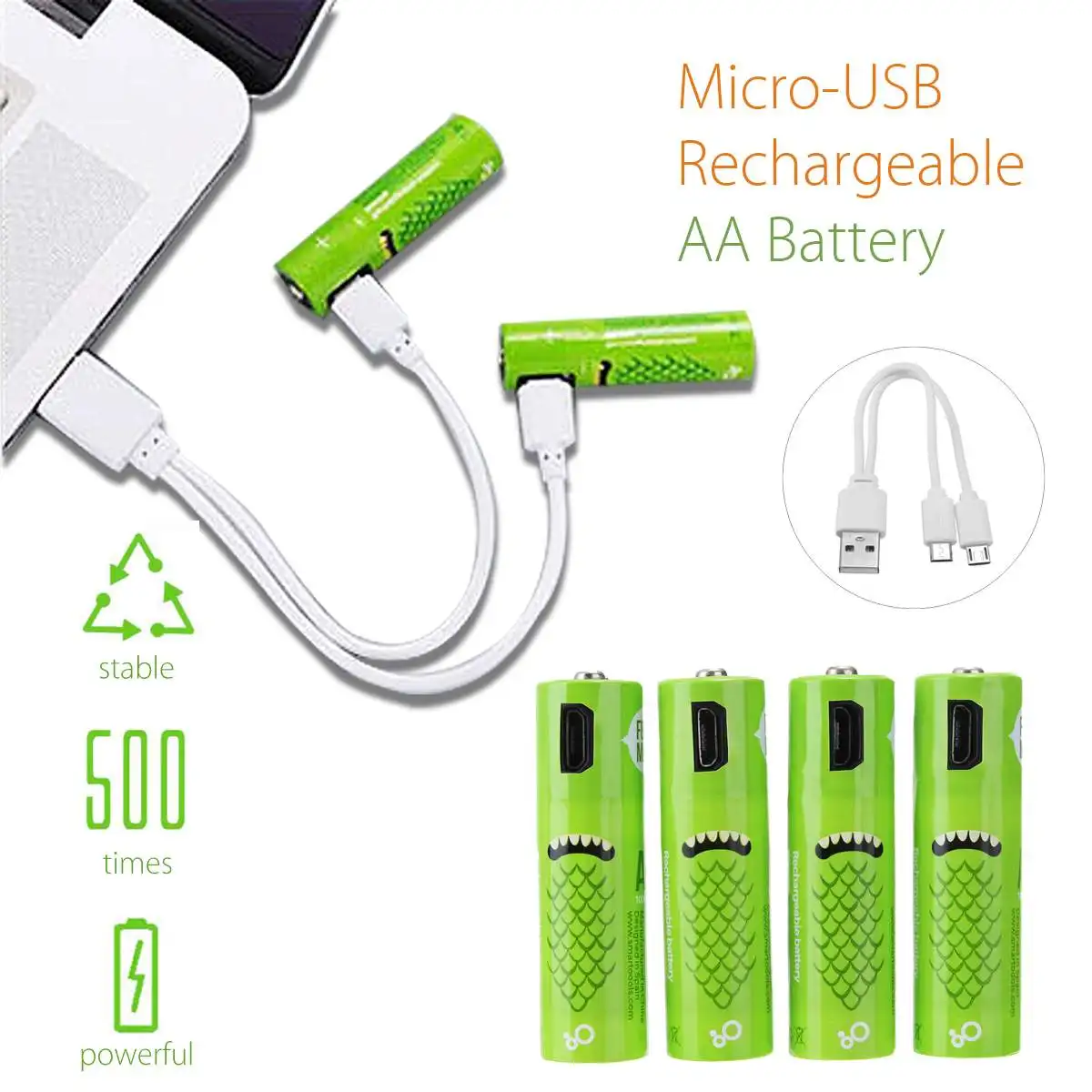 4PCS 1.2V AA 1000mAh USB Rechargeable Quick Charging Lithium Polymer Battery Charged By Micro USB Cable
4PCS 1.2V AA 1000mAh USB Rechargeable Quick Charging Lithium Polymer Battery Charged By Micro USB Cable