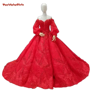 Luxury Red Lace Flowers Wedding dresses Puffy Long Sleeves Big Skirt Waves Petticoat Including New Design Bridal Dresses
Luxury Red Lace Flowers Wedding dresses Puffy Long Sleeves Big Skirt Waves Petticoat Including New Design Bridal Dresses