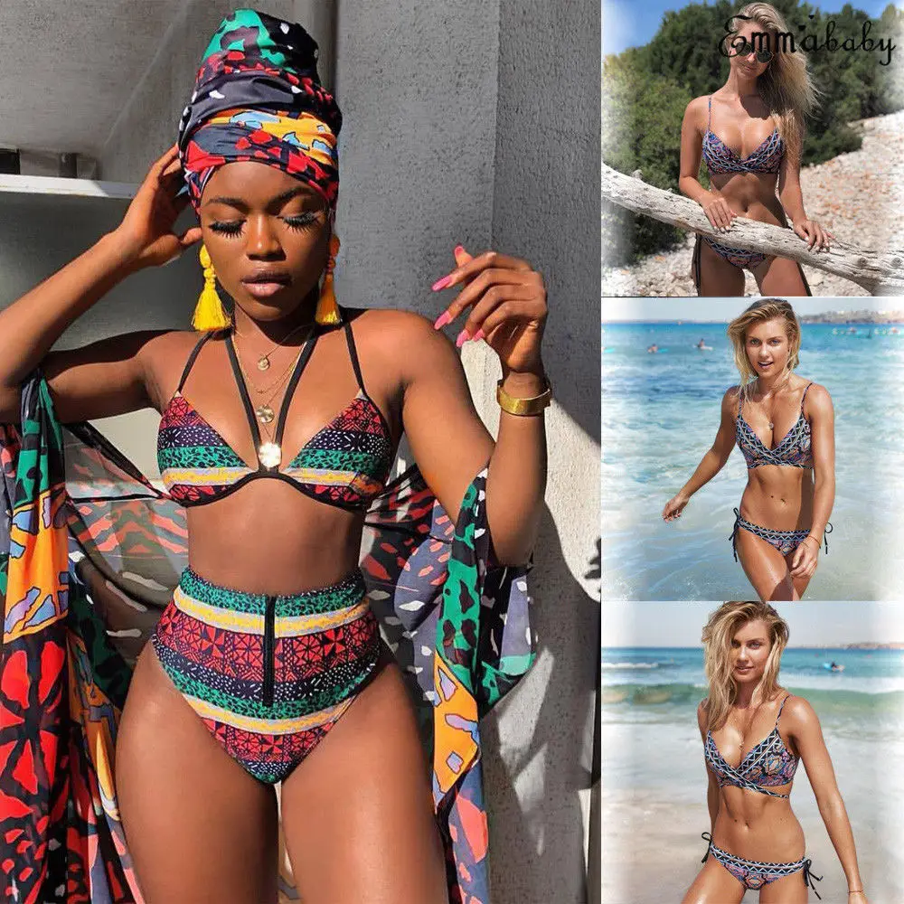 2019 New Style Fashion Hot Women's 2 Piece Swimsuit Striped Ethnic Style Print Bandage Beach Swimwear Bikini Sets
2019 New Style Fashion Hot Women's 2 Piece Swimsuit Striped Ethnic Style Print Bandage Beach Swimwear Bikini Sets